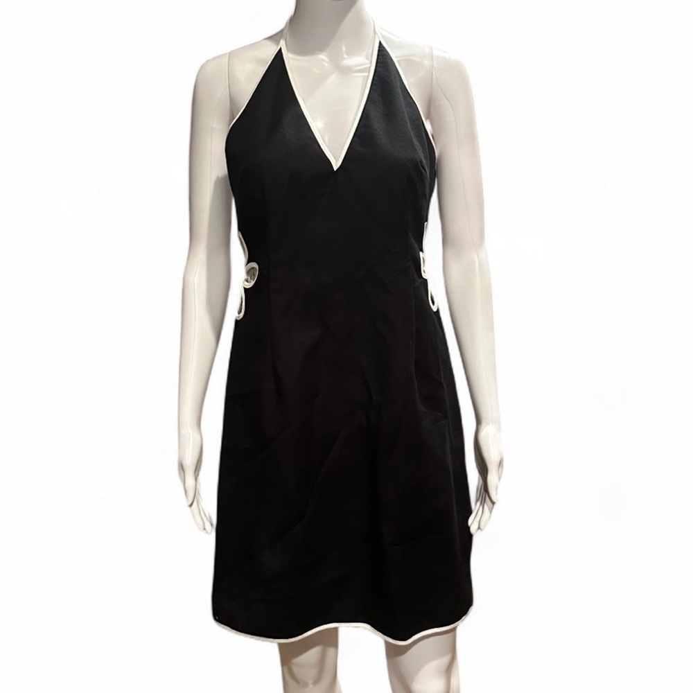 Lillie Rubin Black and White Halter Sheath Dress
